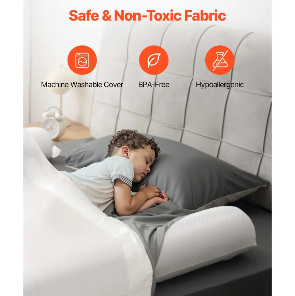 VEVOR Bed Bumper for Toddlers, 52-inch Inflatable Bed Guard Rail with Safety Flap, 2-Pack Toddler Bedrail Bumpers with Non-Slip Bottom & Machine-Washable Cover for Twin, Full, Queen and King Beds