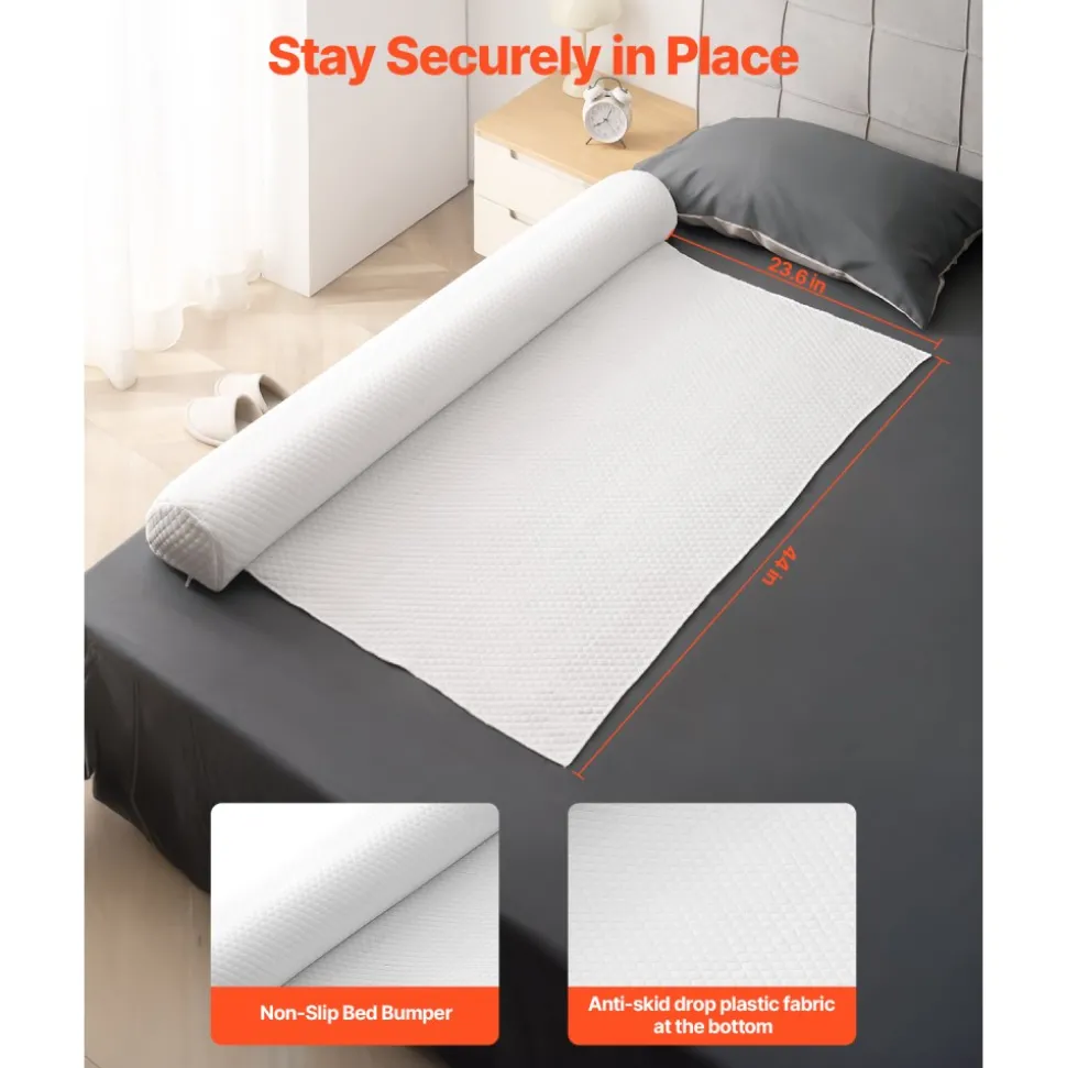 VEVOR Bed Bumper for Toddlers, 52-inch Inflatable Bed Guard Rail with Safety Flap, 2-Pack Toddler Bedrail Bumpers with Non-Slip Bottom & Machine-Washable Cover for Twin, Full, Queen and King Beds
