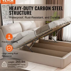 VEVOR Bed Lift, 59x79 in Compatible Bed Size 265 lbs Load Bearing, DIY Wall Bed Mechanical Hardware Kit Vertical Deluxe, Pneumatic Lever Heavy Duty Bed Support, Folding Wall Bed for Guestroom