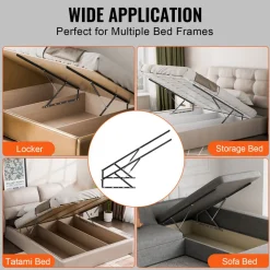 VEVOR Bed Lift, 59x79 in Compatible Bed Size 265 lbs Load Bearing, DIY Wall Bed Mechanical Hardware Kit Vertical Deluxe, Pneumatic Lever Heavy Duty Bed Support, Folding Wall Bed for Guestroom