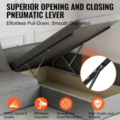 VEVOR Bed Lift, 59x79 in Compatible Bed Size 265 lbs Load Bearing, DIY Wall Bed Mechanical Hardware Kit Vertical Deluxe, Pneumatic Lever Heavy Duty Bed Support, Folding Wall Bed for Guestroom