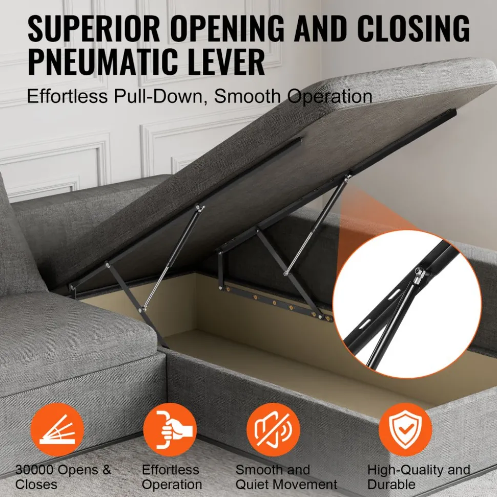 VEVOR Bed Lift, 59x79 in Compatible Bed Size 265 lbs Load Bearing, DIY Wall Bed Mechanical Hardware Kit Vertical Deluxe, Pneumatic Lever Heavy Duty Bed Support, Folding Wall Bed for Guestroom