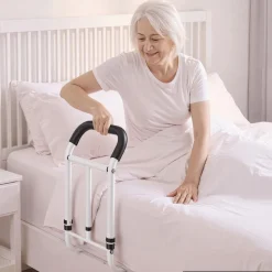 VEVOR Bed Rail for Elderly Adults 200LBS Loading Bed Side Assist Rail, High-Strength Steel Bedside Cane for Seniors, with Adjustable Height & Base Length, Non-Slip Handle, Fit King Queen Full Twin Bed