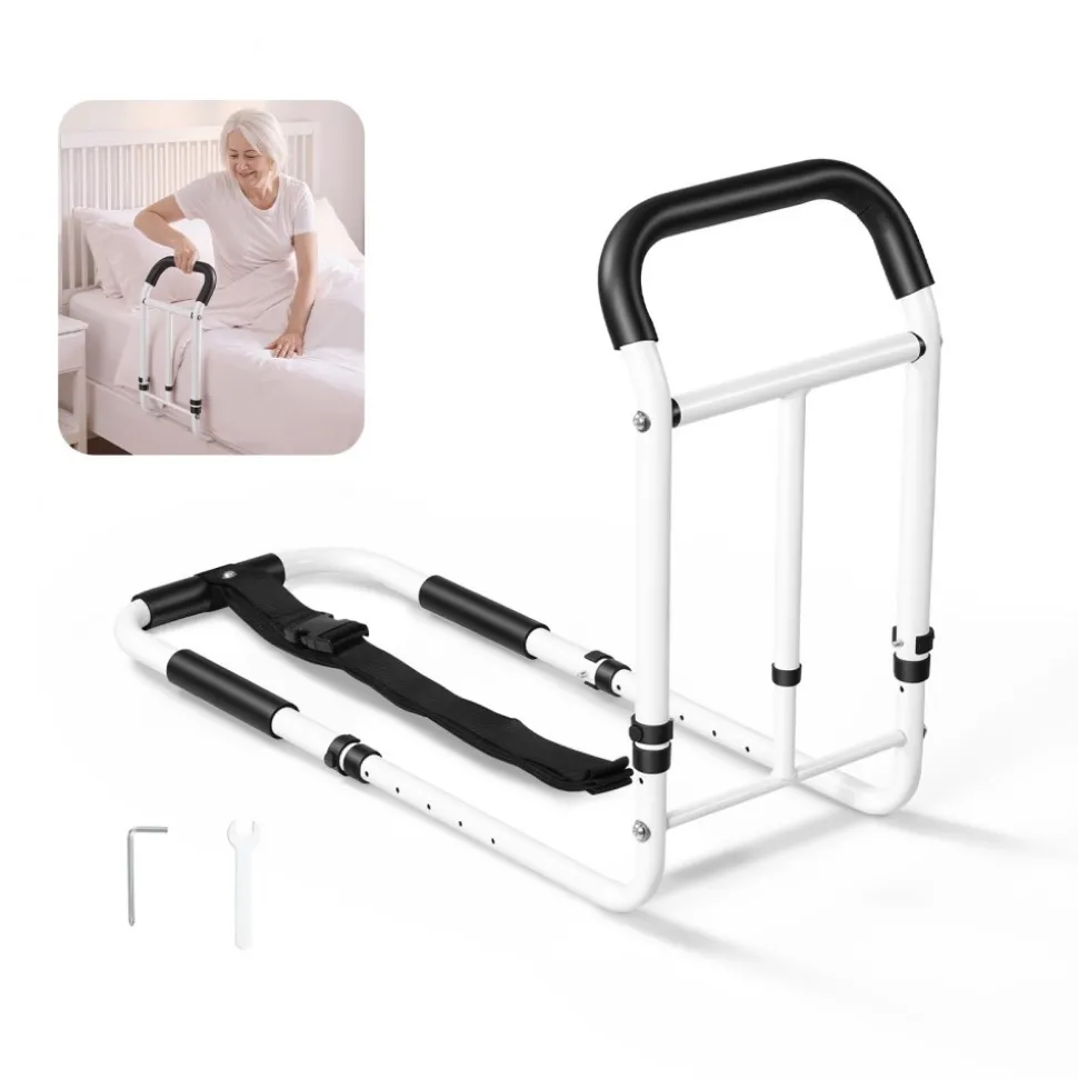 VEVOR Bed Rail for Elderly Adults 200LBS Loading Bed Side Assist Rail, High-Strength Steel Bedside Cane for Seniors, with Adjustable Height & Base Length, Non-Slip Handle, Fit King Queen Full Twin Bed