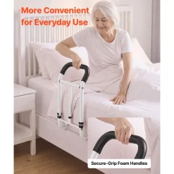 VEVOR Bed Rail for Elderly Adults 200LBS Loading Bed Side Assist Rail, High-Strength Steel Bedside Cane for Seniors, with Adjustable Height & Base Length, Non-Slip Handle, Fit King Queen Full Twin Bed