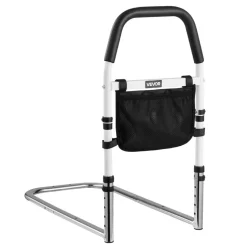 VEVOR Bed Rail for Elderly, Bedside Assist Rails with PU Handrail, Adjustable Height Pipe Bedside Cane, High-Strength Carbon Steel Bed Bars for Seniors & Patients, Fits King, Queen, Full, Twin