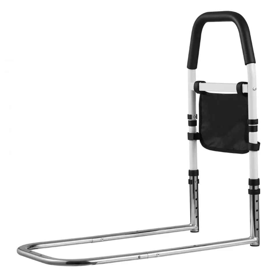VEVOR Bed Rail for Elderly, Bedside Assist Rails with PU Handrail, Adjustable Height Pipe Bedside Cane, High-Strength Carbon Steel Bed Bars for Seniors & Patients, Fits King, Queen, Full, Twin