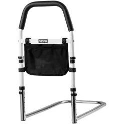 VEVOR Bed Rail for Elderly, Bedside Assist Rails with PU Handrail, Adjustable Height Pipe Bedside Cane, High-Strength Carbon Steel Bed Bars for Seniors & Patients, Fits King, Queen, Full, Twin