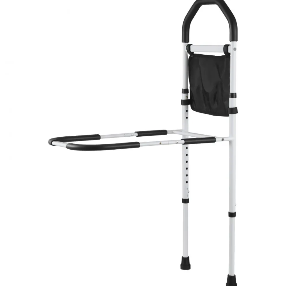 VEVOR Bed Rail for Elderly, Bedside Assist Rails with Supporting Leg and PU Handrail, Adjustable Height Carbon Steel Pipe Bedside Cane, Bed Bars for Seniors & Patients, Fits King, Queen, Full, Twin