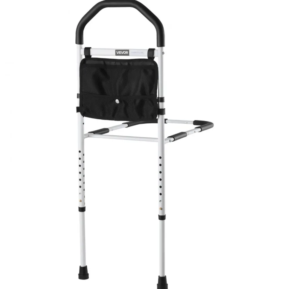 VEVOR Bed Rail for Elderly, Bedside Assist Rails with Supporting Leg and PU Handrail, Adjustable Height Carbon Steel Pipe Bedside Cane, Bed Bars for Seniors & Patients, Fits King, Queen, Full, Twin