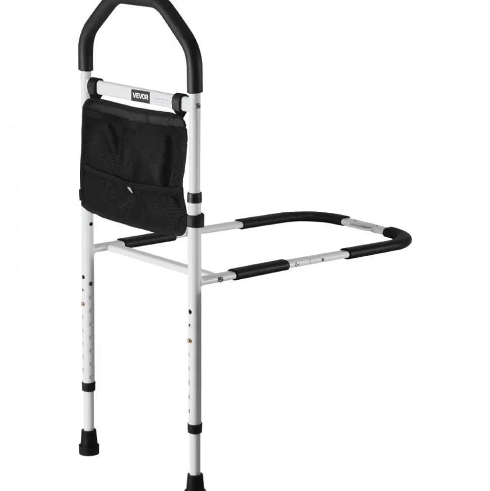 VEVOR Bed Rail for Elderly, Bedside Assist Rails with Supporting Leg and PU Handrail, Adjustable Height Carbon Steel Pipe Bedside Cane, Bed Bars for Seniors & Patients, Fits King, Queen, Full, Twin