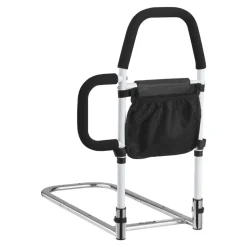 VEVOR Bed Rail for Elderly, Bedside Assist Rails with Side Handle and PU Handrail, Adjustable Height Carbon Steel Pipe Bedside Cane, Bed Bars for Seniors & Patients, Fits King, Queen, Full, Twin