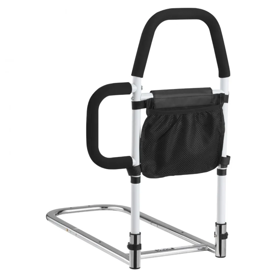 VEVOR Bed Rail for Elderly, Bedside Assist Rails with Side Handle and PU Handrail, Adjustable Height Carbon Steel Pipe Bedside Cane, Bed Bars for Seniors & Patients, Fits King, Queen, Full, Twin