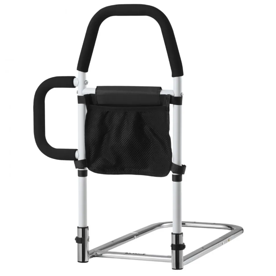 VEVOR Bed Rail for Elderly, Bedside Assist Rails with Side Handle and PU Handrail, Adjustable Height Carbon Steel Pipe Bedside Cane, Bed Bars for Seniors & Patients, Fits King, Queen, Full, Twin