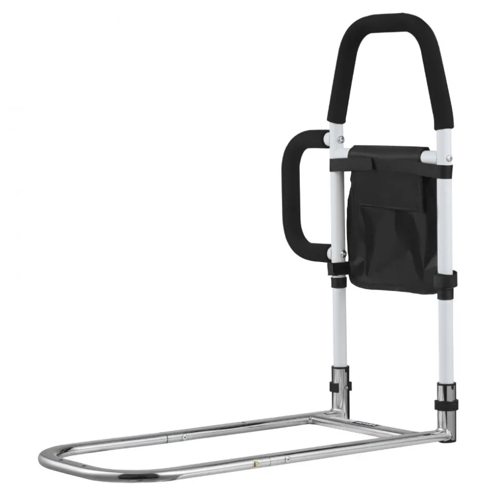 VEVOR Bed Rail for Elderly, Bedside Assist Rails with Side Handle and PU Handrail, Adjustable Height Carbon Steel Pipe Bedside Cane, Bed Bars for Seniors & Patients, Fits King, Queen, Full, Twin