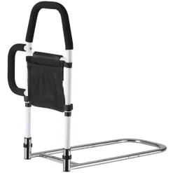 VEVOR Bed Rail for Elderly, Bedside Assist Rails with Side Handle and PU Handrail, Adjustable Height Carbon Steel Pipe Bedside Cane, Bed Bars for Seniors & Patients, Fits King, Queen, Full, Twin
