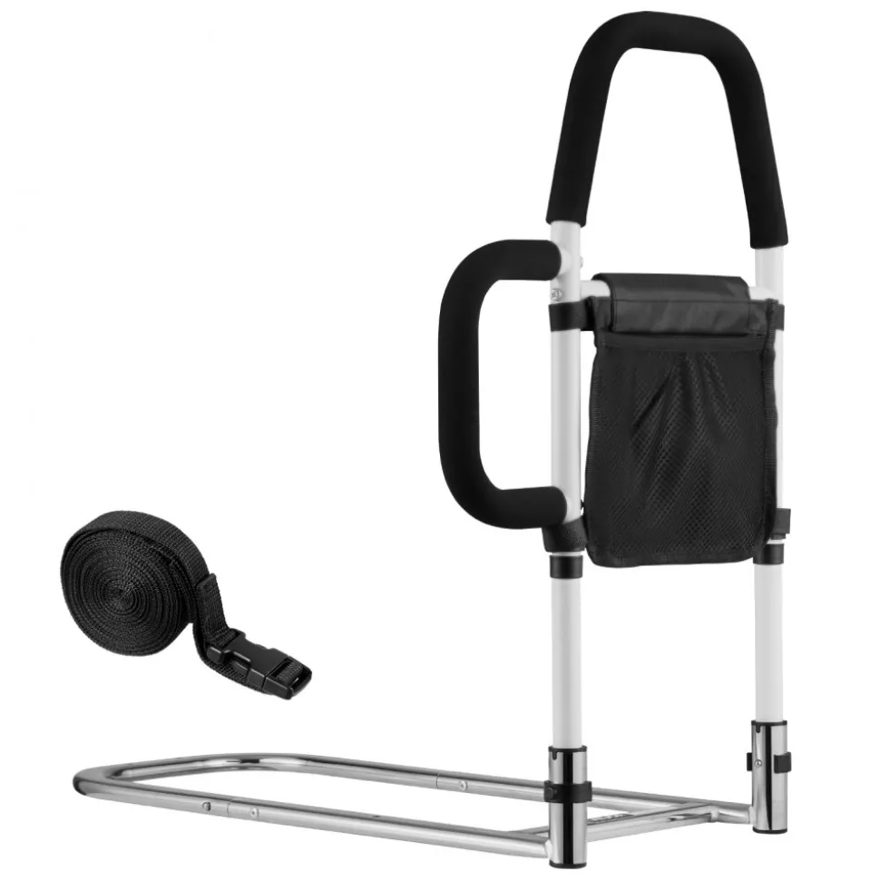 VEVOR Bed Rail for Elderly, Bedside Assist Rails with Side Handle and PU Handrail, Adjustable Height Carbon Steel Pipe Bedside Cane, Bed Bars for Seniors & Patients, Fits King, Queen, Full, Twin