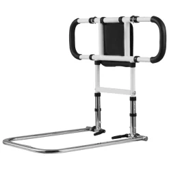 VEVOR Bed Rail for Elderly, Foldable & Extendable Bedside Assist Rail with Side Handles & PU Handrail, Adjustable Height Carbon Steel Pipe Bedside Cane, Senior Bed Bar Fits King, Queen, Full, Twin