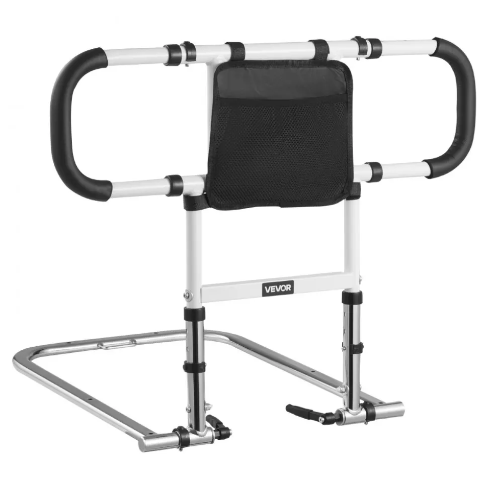 VEVOR Bed Rail for Elderly, Foldable & Extendable Bedside Assist Rail with Side Handles & PU Handrail, Adjustable Height Carbon Steel Pipe Bedside Cane, Senior Bed Bar Fits King, Queen, Full, Twin