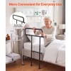 VEVOR Bed Rails for Elderly Adults Folding Bed Side Rail with Floor Support, Length & Height Adjustable, High-Strength Steel Bedside Assist Cane, Fits King Queen Full Twin Bed, 300LBS Strong Capacity