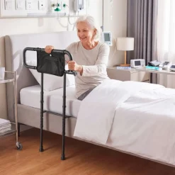 VEVOR Bed Rails for Elderly Adults 200LBS Loading Bed Side Assist Rail, with Motion Sensor LED Light, Adjustable Height & Length, Non-Slip Handle, High-Strength Steel, Fit King Queen Full Twin Bed