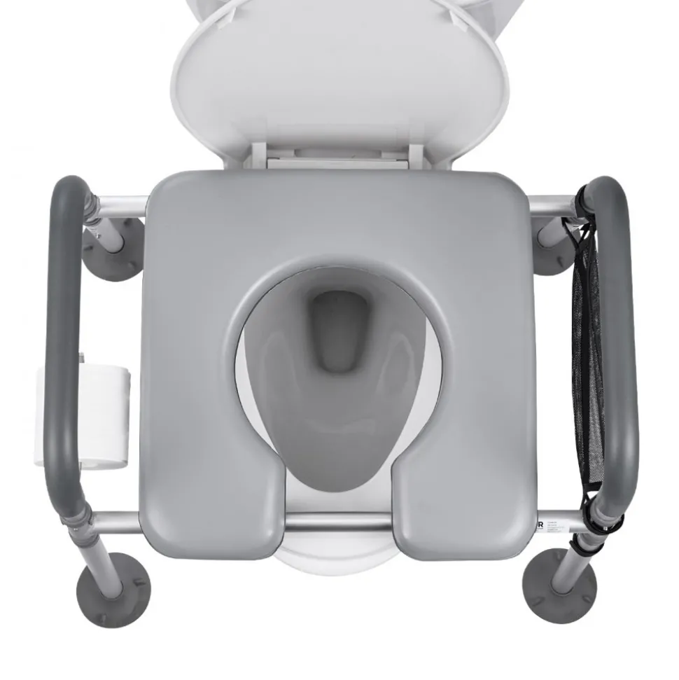 VEVOR Bedside Commode Chair, 500 lbs Capacity, 4-in-1 Portable Toilet and Raised Toilet Seat with Padded Seat & Armrest, Detachable 5L Bucket, Adjustable Height & Width Adult Potty Chair for Seniors