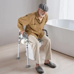 VEVOR Bedside Commode Chair, 500 lbs Capacity, 4-in-1 Portable Toilet and Raised Toilet Seat with Padded Seat & Armrest, Detachable 5L Bucket, Adjustable Height & Width Adult Potty Chair for Seniors