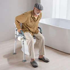 VEVOR Bedside Commode Chair, 500 lbs Capacity, 4-in-1 Portable Toilet and Raised Toilet Seat with Padded Seat & Backrest, Detachable 5L Bucket, Adjustable Height & Width Adult Potty Chair for Seniors