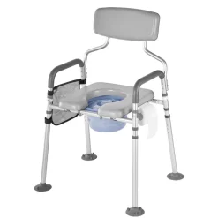 VEVOR Bedside Commode Chair, 500 lbs Capacity, 4-in-1 Portable Toilet and Raised Toilet Seat with Padded Seat & Backrest, Detachable 5L Bucket, Adjustable Height & Width Adult Potty Chair for Seniors