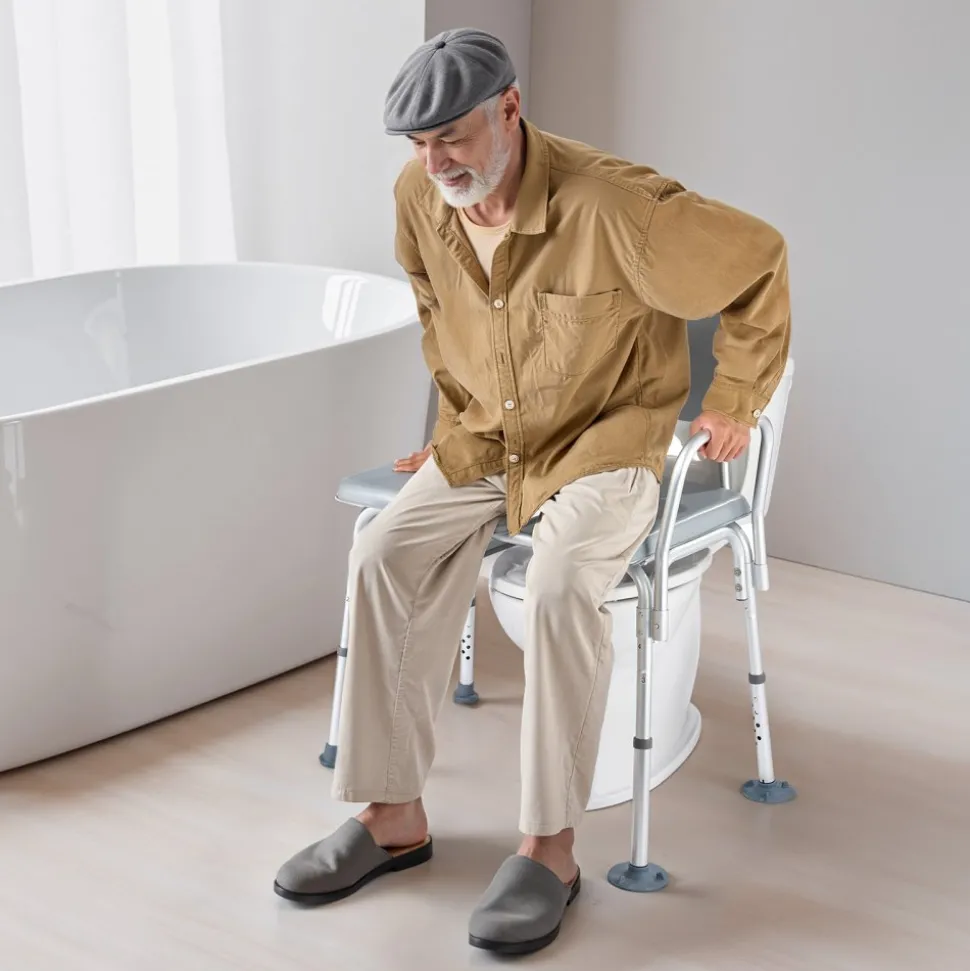 VEVOR Bedside Commode Chair, 500 lbs Weight Capacity, 4-in-1 Portable Toilet and Raised Toilet Seat with Padded Seat and Backrest, Detachable 5L Bucket, Adjustable Height Adult Potty Chair for Seniors