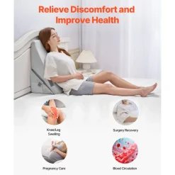 VEVOR Bed Wedge Pillow for Sleeping, Adjustable Orthopedic Bed Wedge, 25D High-Density Foam Filling & Soft Washable Cover, Post Surgery Pillow for Acid Reflux, Back Pain, Snoring Relief, Light Grey