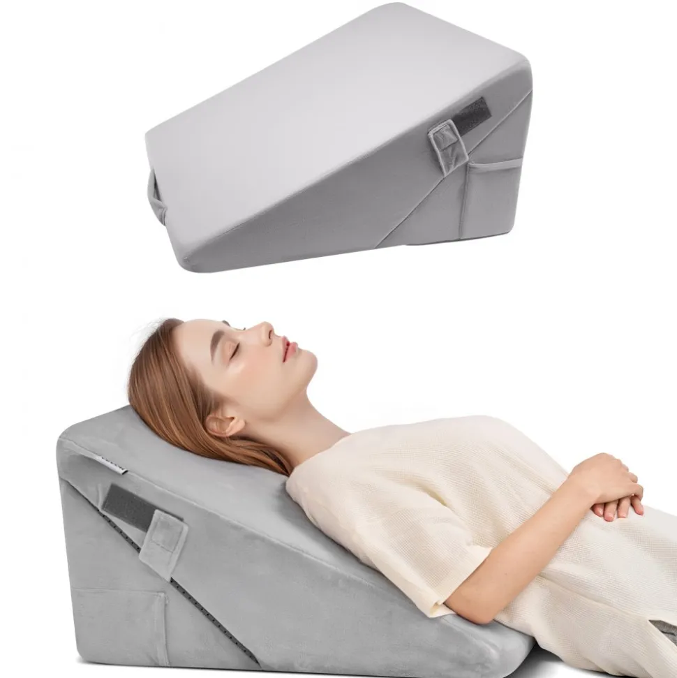 VEVOR Bed Wedge Pillow for Sleeping, Adjustable Orthopedic Bed Wedge, 25D High-Density Foam Filling & Soft Washable Cover, Post Surgery Pillow for Acid Reflux, Back Pain, Snoring Relief, Light Grey