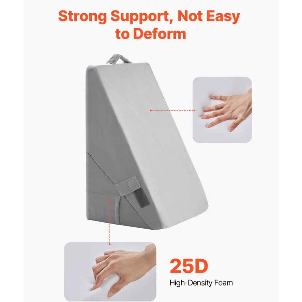 VEVOR Bed Wedge Pillow for Sleeping, Adjustable Orthopedic Bed Wedge, 25D High-Density Foam Filling & Soft Washable Cover, Post Surgery Pillow for Acid Reflux, Back Pain, Snoring Relief, Light Grey