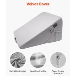 VEVOR Bed Wedge Pillow for Sleeping, Adjustable Orthopedic Bed Wedge, 25D High-Density Foam Filling & Soft Washable Cover, Post Surgery Pillow for Acid Reflux, Back Pain, Snoring Relief, Light Grey