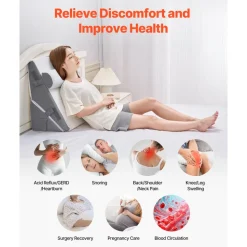 VEVOR Bed Wedge Pillow for Sleeping, 3 Pcs Adjustable Orthopedic Bed Wedge Set, with Jacquard Washable Cover & Foam Support, Post Surgery Pillow for Acid Reflux Back Pain Snoring Relief, White/Grey