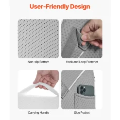 VEVOR Bed Wedge Pillow for Sleeping, 3 Pcs Adjustable Orthopedic Bed Wedge Set, with Jacquard Washable Cover & Foam Support, Post Surgery Pillow for Acid Reflux Back Pain Snoring Relief, White/Grey