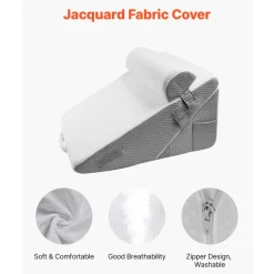 VEVOR Bed Wedge Pillow for Sleeping, 3 Pcs Adjustable Orthopedic Bed Wedge Set, with Jacquard Washable Cover & Foam Support, Post Surgery Pillow for Acid Reflux Back Pain Snoring Relief, White/Grey