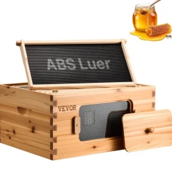 VEVOR Bee Hive Deep Box Starter Kit, 100% Beeswax Coated Natural Fir Wood, Langstroth Beehive Kit with 10 Frames and Foundations, Transparent Acrylic Bee Windows for Beginners and Pro Beekeepers