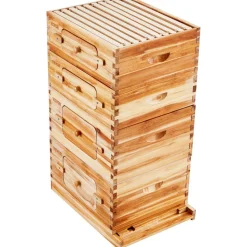 VEVOR Bee Hive 40 Frame Bee Hives Starter Kit, Beeswax Coated Fir Wood, 2 Deep + 2 Medium Bee Boxes Langstroth Beehive Kit, Transparent Acrylic Windows with Foundations for Beginners Pro Beekeepers