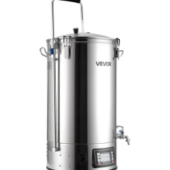 VEVOR Beer Brewing Equipment, 16 Gal/60L Beer Maker with Anti-Burn Pump and Wort Chiller,3000W All-in-One Home Brewing Kit with Digital Control, Recipe Memory & Timer, Removable mesh strainer