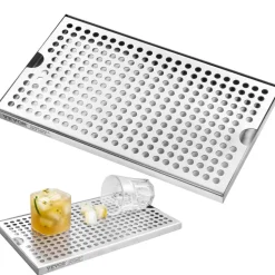 VEVOR Beer Drip Tray, 304 Stainless Steel Kegerator Drip Trays with 4 Non-Slip Rubber Pads and Detachable Cover, Heat / Cold Resistant Beer Tower Drip Pan for Bar Restaurant Coffee Shop Home
