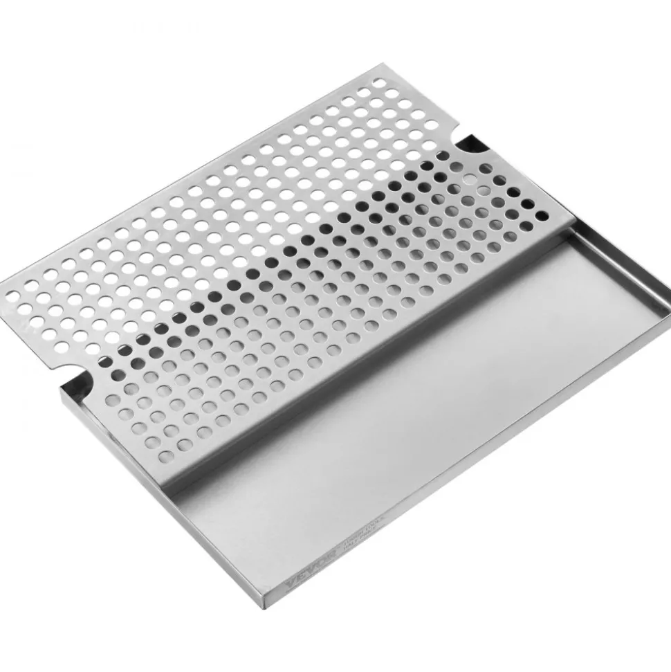 VEVOR Beer Drip Tray, 304 Stainless Steel Kegerator Drip Trays with 4 Non-Slip Rubber Pads and Detachable Cover, Heat / Cold Resistant Beer Tower Drip Pan for Bar Restaurant Coffee Shop Home