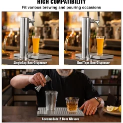 VEVOR Beer Drip Tray, 304 Stainless Steel Kegerator Drip Trays with 4 Non-Slip Rubber Pads and Detachable Cover, Heat / Cold Resistant Beer Tower Drip Pan for Bar Restaurant Coffee Shop Home