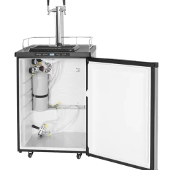 VEVOR Beer Kegerator, Dual Tap Draft Beer Dispenser, Full Size Keg Refrigerator With Shelf, CO2 Tank(No Gas), Drip Tray & Rail, 23°F- 82.4°F Temperature Control, 162L, Silver