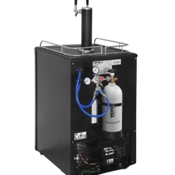 VEVOR Beer Kegerator, Dual Tap Draft Beer Dispenser, Full Size Keg Refrigerator With Shelves, CO2 Cylinder, Drip Tray & Rail, 32°F- 75.2°F Temperature Control, Holds 1/6, 1/4, 1/2 Barrels, Black