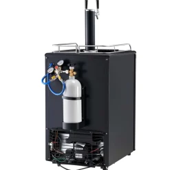 VEVOR Beer Kegerator, Dual Tap Draft Beer Dispenser, Full Size Keg Refrigerator with CO2 Cylinder, Shelves, Drip Tray & Rail, 32°F- 50°F Temperature Control, Hold 1/6, 1/4, 1/2 Barrels, Black