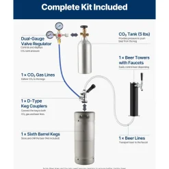 VEVOR Beer Kegerator, Single Tap Draft Beer Dispenser, Full Size Keg Refrigerator with Shelves, CO2 Cylinder, Drip Tray & Rail, 32°F- 50°F Temperature Control, Holds 1/6, 1/4, 1/2 Barrels, Black