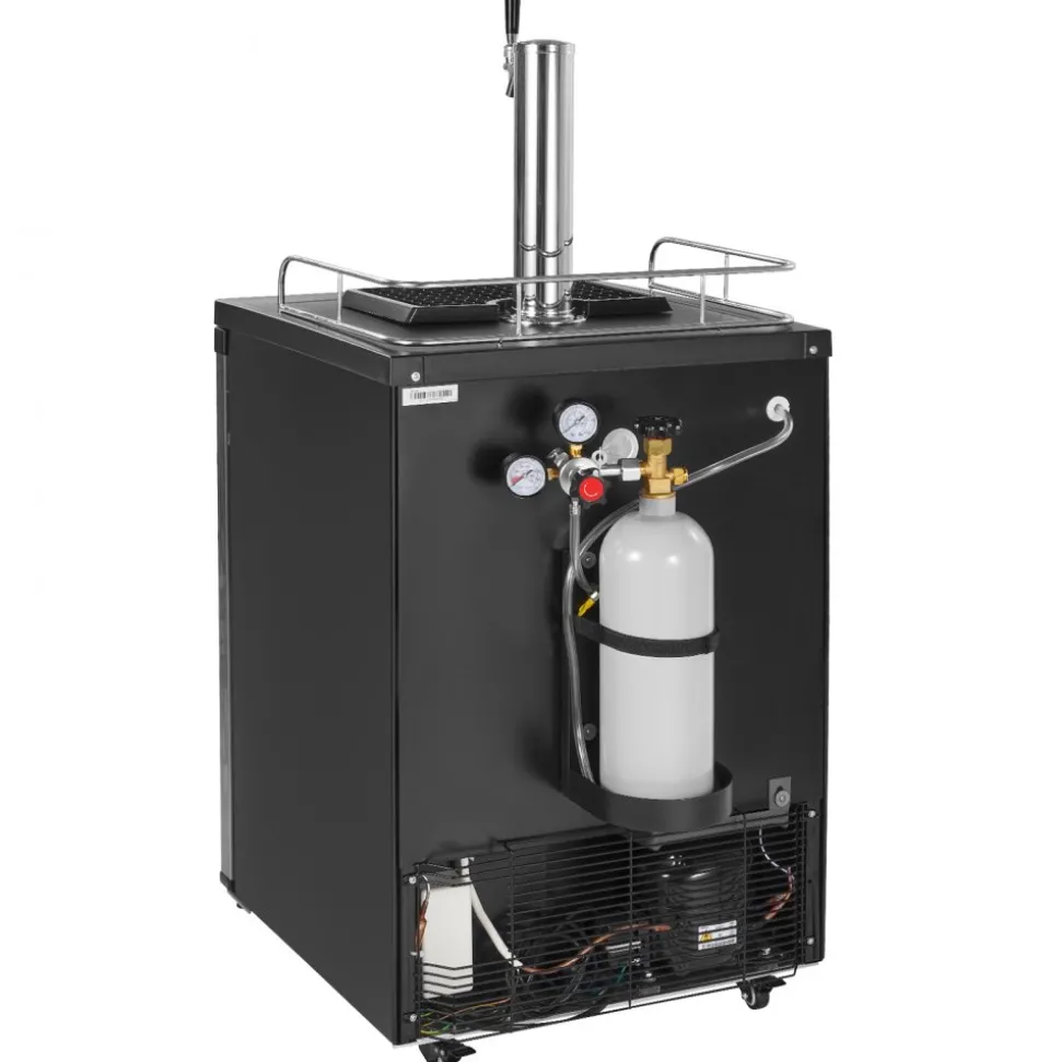 VEVOR Beer Kegerator, Single Tap Draft Beer Dispenser, Full Size Keg Refrigerator With Shelf, CO2 Tank(No Gas), Drip Tray & Rail, 23°F- 82.4°F Temperature Control, 162L, Silver