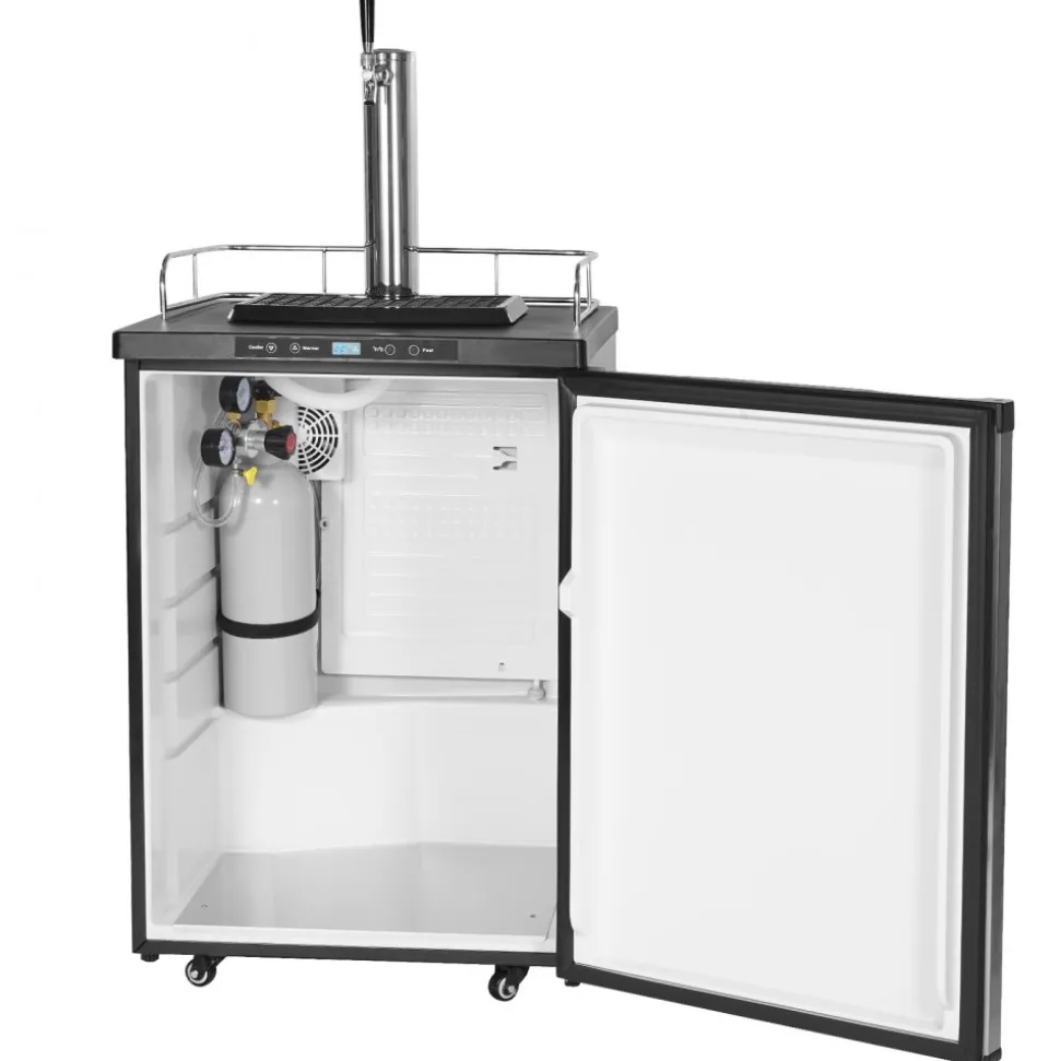 VEVOR Beer Kegerator, Single Tap Draft Beer Dispenser, Full Size Keg Refrigerator With Shelf, CO2 Tank(No Gas), Drip Tray & Rail, 23°F- 82.4°F Temperature Control, 162L, Silver