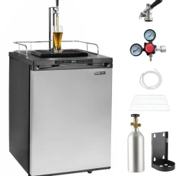 VEVOR Beer Kegerator, Single Tap Draft Beer Dispenser, Full Size Keg Refrigerator With Shelf, CO2 Tank(No Gas), Drip Tray & Rail, 23°F- 82.4°F Temperature Control, 162L, Silver
